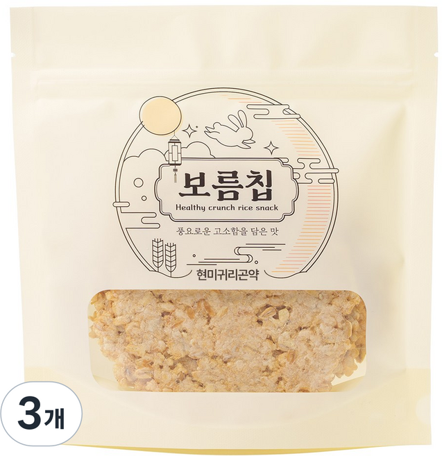 꼬소당 보름칩 현미 귀리 곤약 바삭한 누룽지칩, 3개, 100g