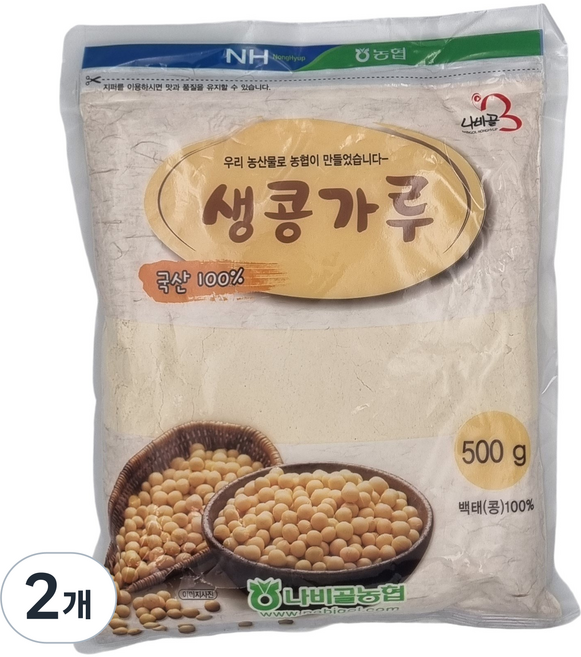 농협 함평 나비골농협 생콩가루, 500g, 2개