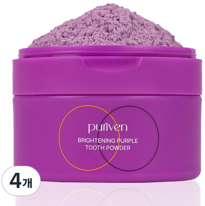 [본사 정품] 퓨리븐 퍼플 가루 치약 보색브라이트닝 가루 치약, 40g, 4개
