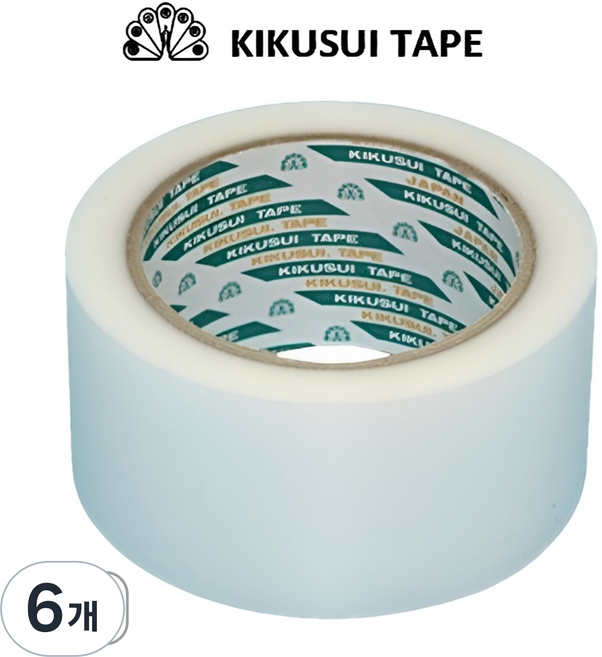 키쿠스이(일본산) 잔사 없는 우벤테이프 보양테이프 양생테이프 50mmX25m 최고급형(반투명), 6개