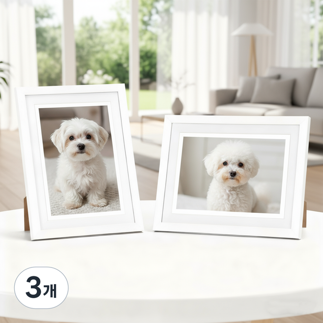 매트액자 인테리어 액자 프레임 사진액자 결혼식 본식 돌잔치 탁상용 벽걸이, 3개, 화이트