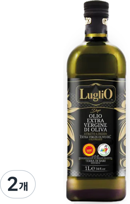 2025년 바티칸 교황청 공식지정오일 압도적산도0.19 DOP인증 냉압착 엑스트라버진 올리브오일 100% 프리미엄 올리브유, 1L, 2개