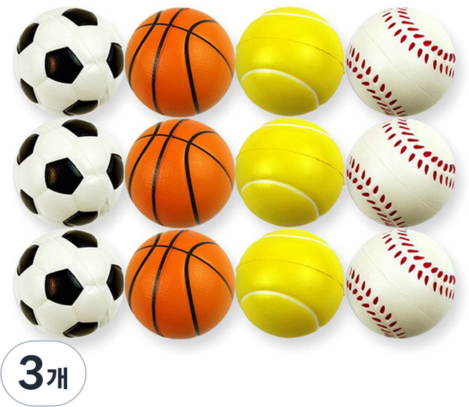 제로앤나인 스포츠 스펀지공 놀이용 소프트볼 12P, 3개, 혼합색상