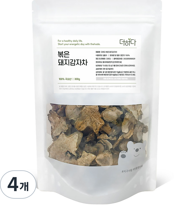 더하다 볶은 국산 돼지감자차, 300g, 1개입, 4개