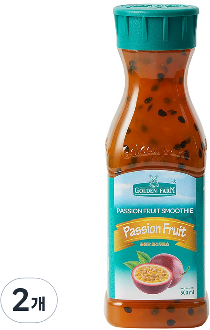 골든팜 패션프루츠 과일청, 2개, 500ml