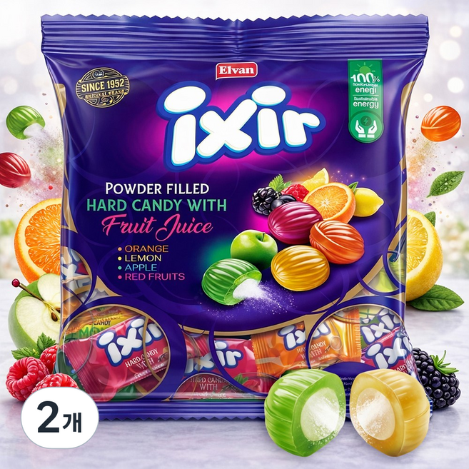 엘반 익슬 캔디 165여개 대용량 사우어가루 필링, 2개, 800g
