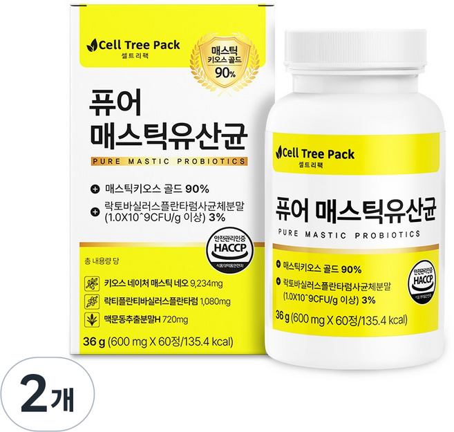 퓨어 매스틱유산균, 2개, 60정