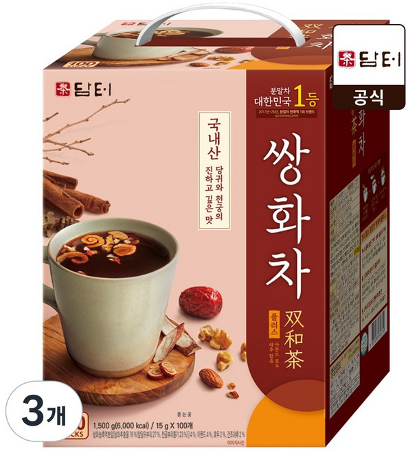 담터 쌍화차플러스 100T, 15g, 100개입, 3개
