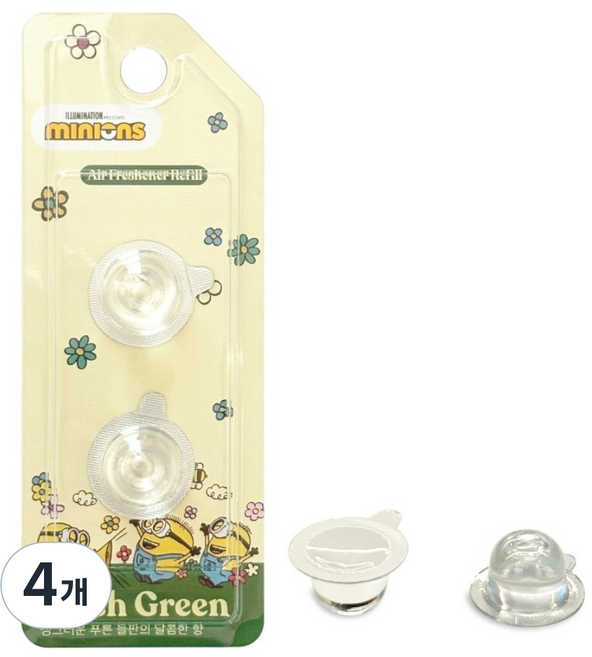 미니언즈 밥앤팀 차량용 송풍구형 리필 2개입, 4개, 프레시 그린