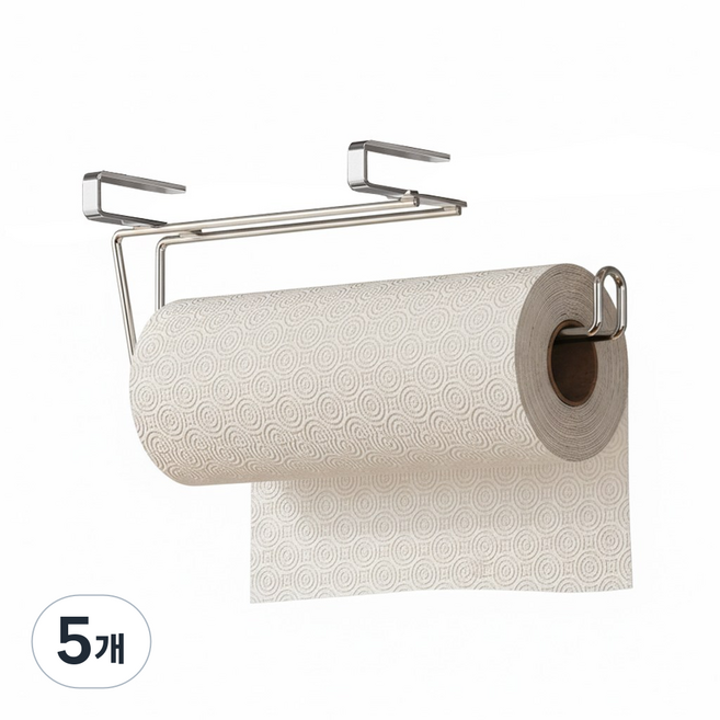 필굿리빙 무타공 304 스텐 키친타올 걸이 행주걸이, 5개, 실버