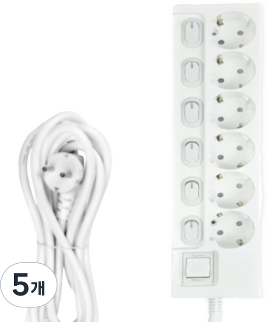 리빙라이팅 고용량 멀티탭 6구 16A 개별스위치 과부하차단 국내생산 KC인증, 5개, 6구 개별스위치, 1m