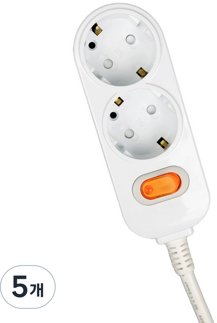 매직파워 국산 멀티탭 2구 스위치형, 화이트, 5개, 1.5m