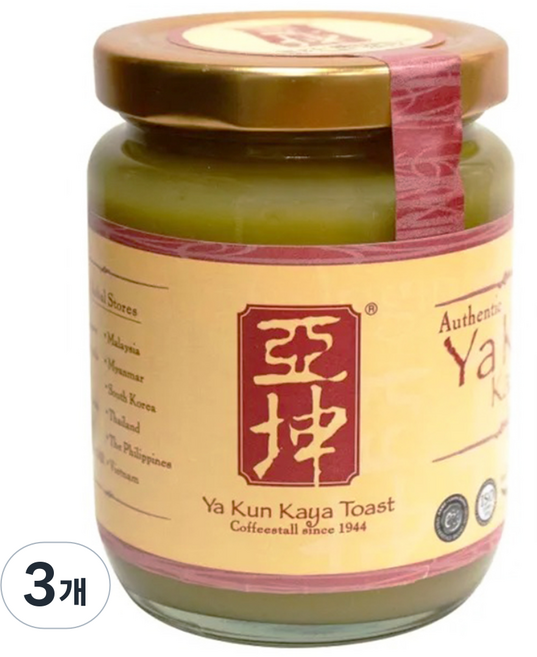 야쿤 싱가포르 카야잼, 290g, 3개
