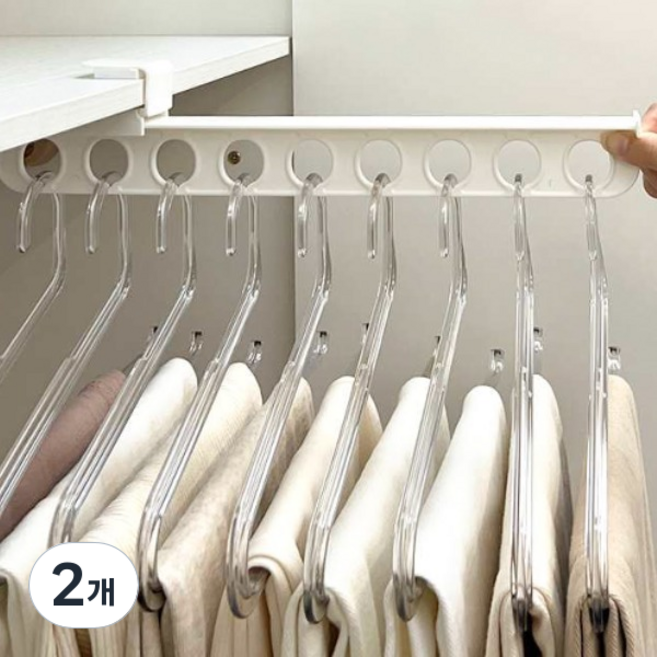 라슈에뜨 무타공 인출식 옷장 빌트인 슬라이딩 레일 행거 옷걸이 옷장정리 드레스룸 바지걸이, 코튼화이트, 2개