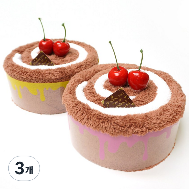 아젤리아 초코크림 케익타올 / 극세사 수건 타올, 투명케이스, 3개