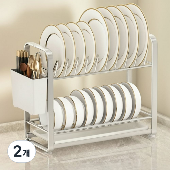 토도판다 스테인레스 틈새 식기건조대, 2개, 2단
