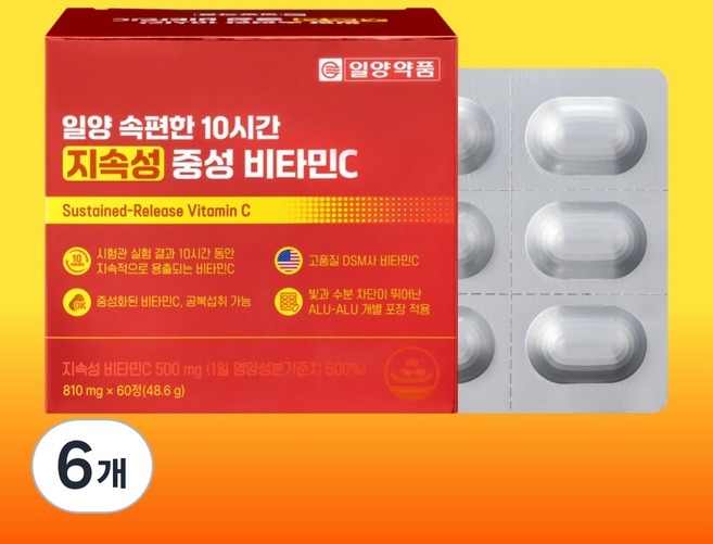 일양약품 속편한 10시간 지속성 중성 비타민C, 6개, 60정