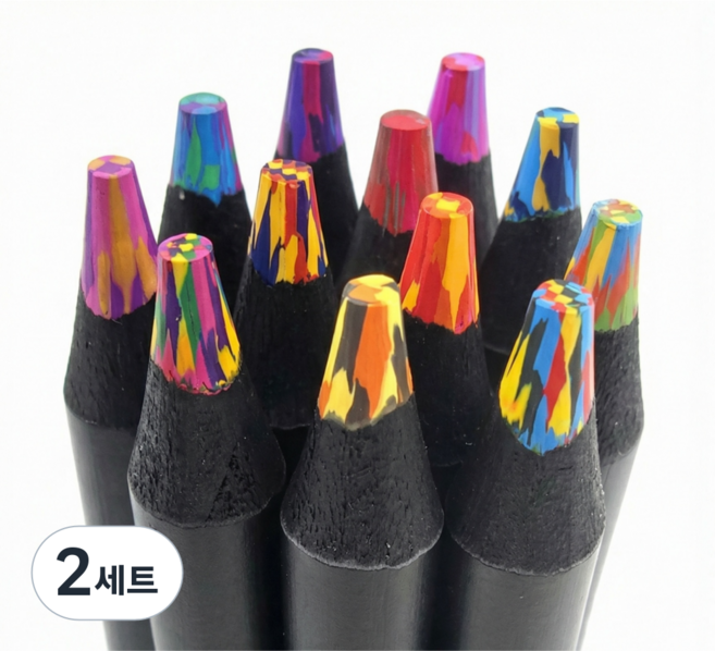 올리올망 컬러링북 모자이크 연필 무지개 색연필, 2세트, 12개