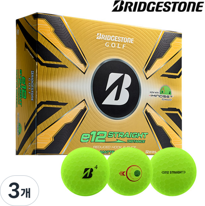 브리지스톤 2025 E12 컨택트 B 스트레이트 골프볼 3피스 석교상사 정품, 그린, 12개입, 3개