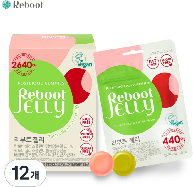 리부트 무설탕 무지방 유산균 젤리, 27g, 12개 - 쿠팡
