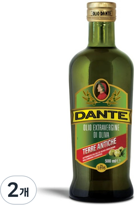 유기농 올리오단테 엑스트라버진 올리브오일 이탈리아산, 2개, 500ml