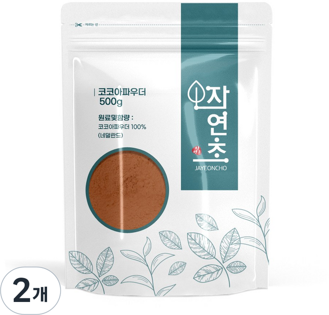 자연초 코코아 파우더 분말 가루 100% 네덜란드산, 500g, 2개, 1개입