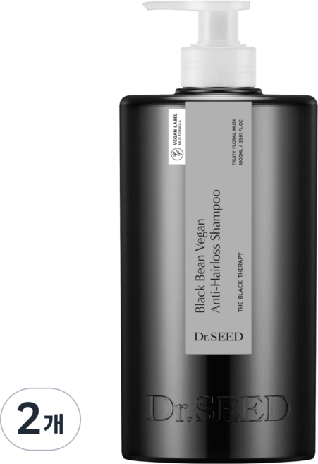 닥터시드 블랙빈 비건 안티헤어로스 탈모 샴푸 프룻티 플로럴 머스크향, 1L, 2개