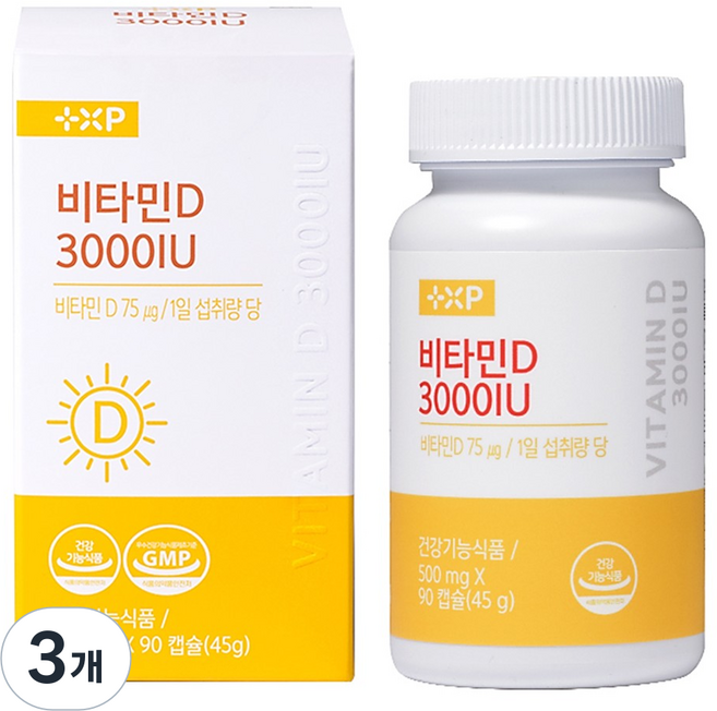 비타민하우스 비타민D 3000IU 흡수율 높은 DSM사 고함량 프리미엄 플러스 뼈 건강 영양제, 3개, 90정