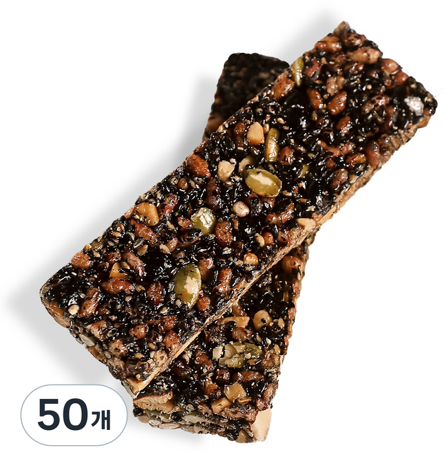 한결맛담 블랙푸드 무설탕 에너지바 글루텐프리 고식이섬유 견과바 견과류 간식, 22g, 50개