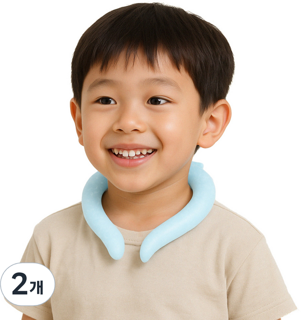 베키노우 KC인증 어린이 냉각 해열 아이스 28도 넥쿨러, 베이비블루, 2개