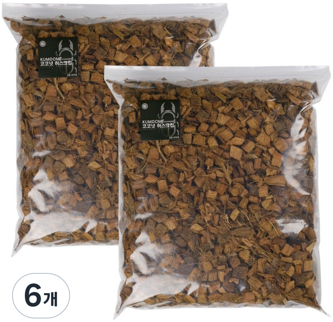 꿈도미 코코넛 허스크칩 사슴벌레 장수풍뎅이 성충 게코 도마뱀 파충류 바닥재용, 6개