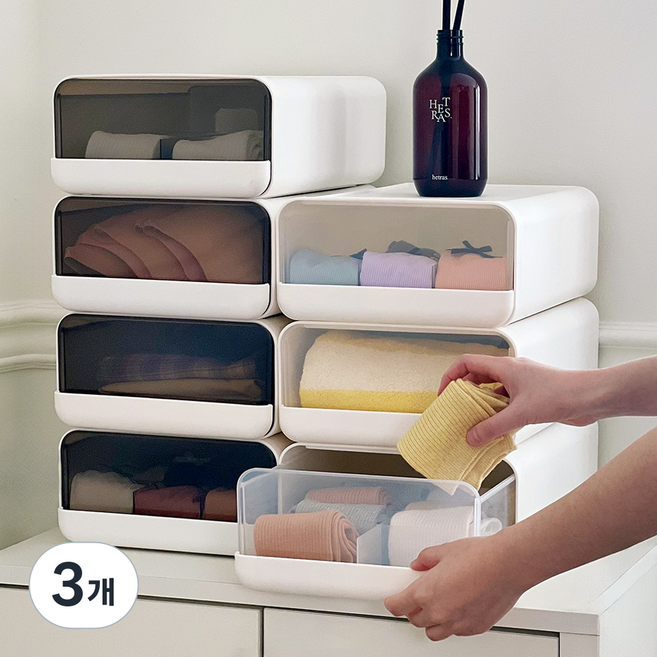 [재구매1등] 루시아이 칸막이 시크릿 속옷 서랍장 2colors, 투명 블랙 15칸, 3개