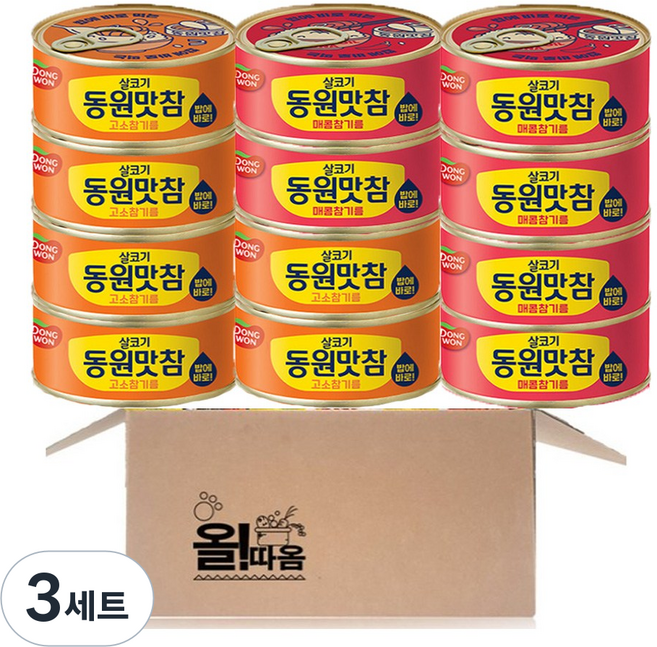 동원 살코기 맛참 고소참기름 6개 +매콤참기름 6개, 3세트, 1.08kg
