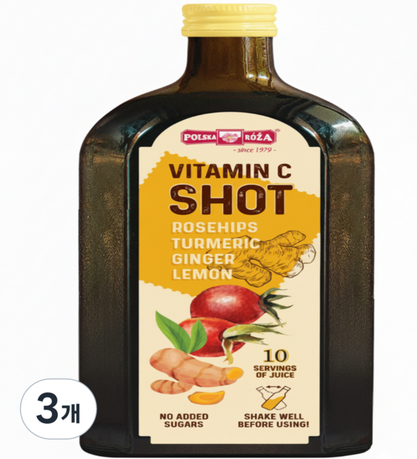 1979 폴스카로자 진저샷 비타민C 샷 로즈힙 생강 강황 레몬, 3개, 500ml