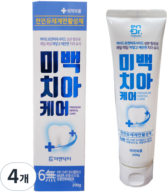 이엔닥터 미백케어 치약, 200g, 4개