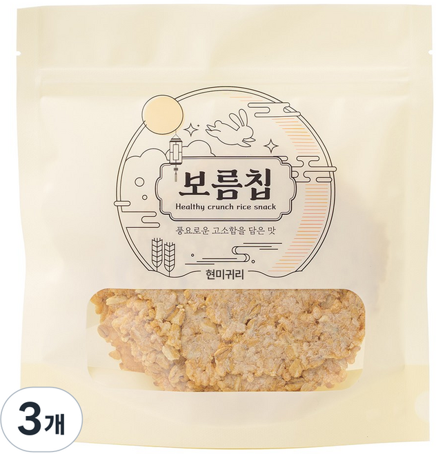 꼬소당 보름칩 현미 귀리 바삭한 누룽지칩, 3개, 100g