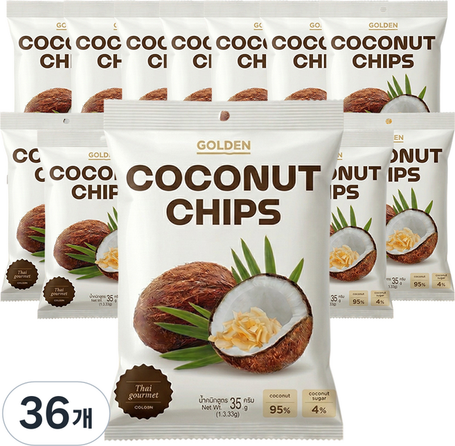 골든 열대 태국 코코넛칩 함량95%, 36개, 35g
