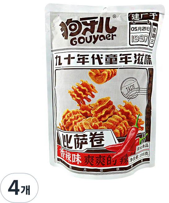 (배터짐) 옛날맛 비사주안 (향라맛) 꿔바 중국과자, 4개, 188g