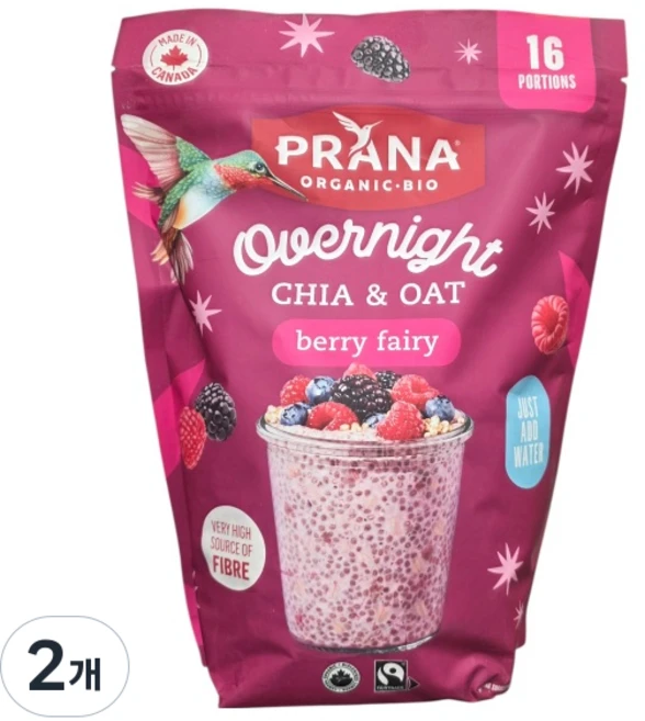 PRANA 유기농 오버나이트 치아앤오트, 2개, 800g - 쿠팡