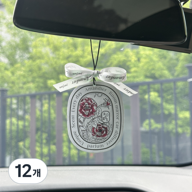 아망디에 룸미러 방향제 차량용 종이 방향제 세트, 파리앙플뢰 (34번가 생제르망 향), 12개