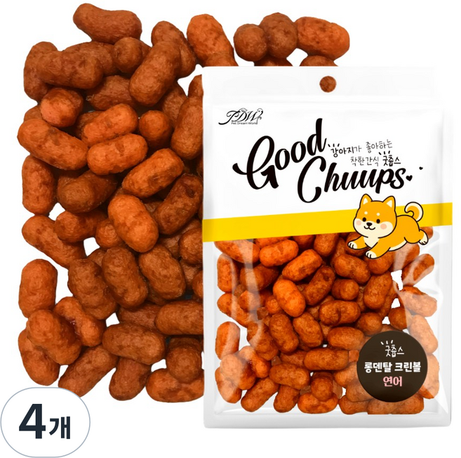 굿츕스 03 롱덴탈크린볼 강아지간식 덴탈껌 훈련용간식 노즈워크간식 트릿, 4개, 80g, 연어