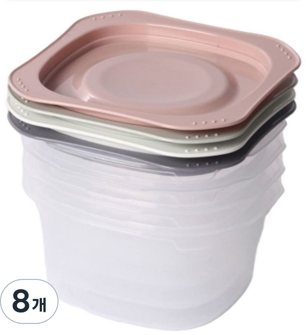 국내생산 전자렌지용 밀폐용기 300ml 반찬통 냉동밥 보관용기, 8개, 혼합