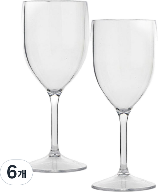고강도 플라스틱 와인잔 캠핑 휴대용 깨지지않는 와인글라스, 6개, 270ml