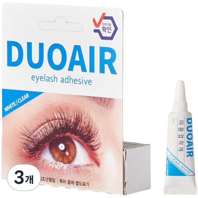 듀오에어 속눈썹풀 속눈썹접착제 글루 DUOAIR, 클리어톤 7ml, 3개