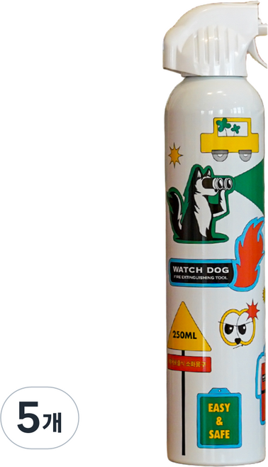 와치독 스프레이식 소화기 가정용 주방용 캠핑용 에어로졸식 화이트키치 소화용구, 5개, 250ml