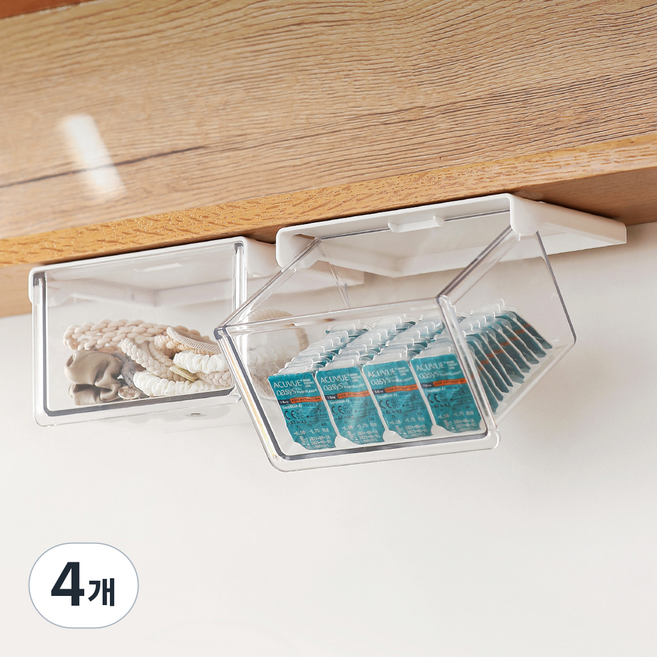 코지티 무타공 슬라이딩 히든 수납 서랍, 화이트, 4개