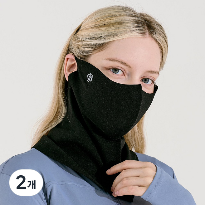 베일리화이트 심리스 골프 방한 마스크 겨울 기모 스포츠 낚시 등산 조깅 스키 여성 남성 커플, 블랙, 2개