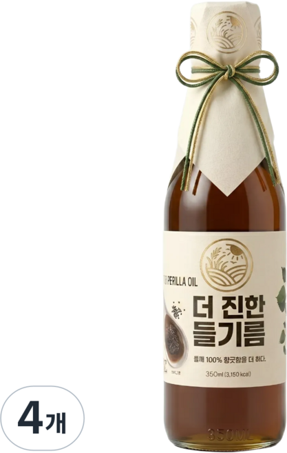 [들녘] 전통압착 더 진한 통들깨100% 들기름, 4개, 350ml