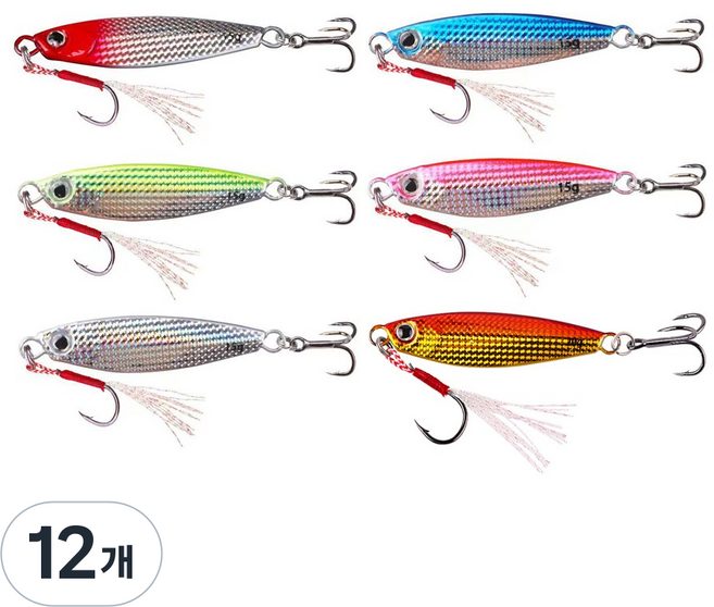 행운을파는낚시 프로모션 메탈지그 6개세트, 20g, 12개, 혼합 색상
