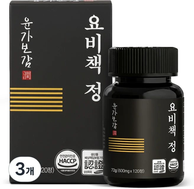 윤가보감 호박씨추출물 요비책, 3개, 120정 - 쿠팡